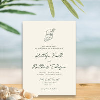 Moss Green Modern Shell Beach Destination Wedding