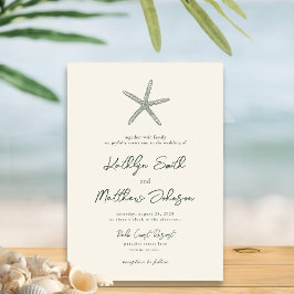 Invitación Moss Green Modern Shell Beach Destination Wedding