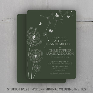 Invitación Moss Moderno Sencillo Boda de Dandelion Verde