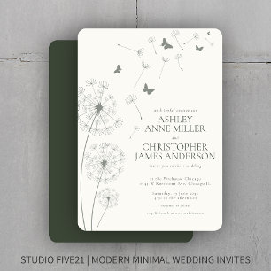 Invitación Moss Moderno Sencillo Boda de Dandelion Verde