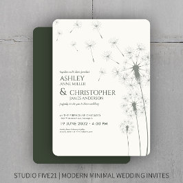Invitación Moss Moderno Sencillo Boda de Dandelion Verde
