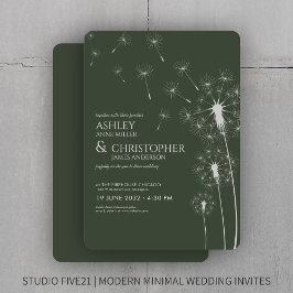Invitación Moss Moderno Sencillo Boda de Dandelion Verde