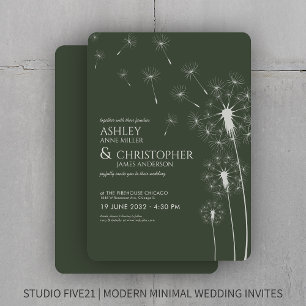 Invitación Moss Moderno Sencillo Boda de Dandelion Verde