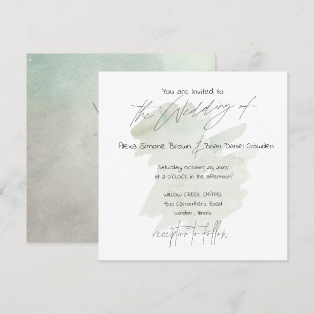 Invitación Moss y la tipografía moderna de Lichen (Anverso / Reverso)