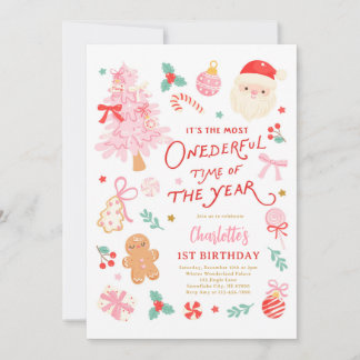 Invitación Most Onederful Time Of Year Christmas 1st Birthday