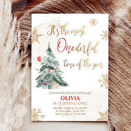 Invitación Most Onederful Time Winter Tree First Birthday