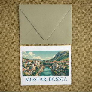 Invitación Mostar Bosnia Puente Viejo Stari Most Retro Viaje
