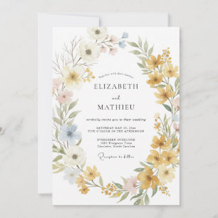 Invitación Mostaza Botánica Boda Bohemia