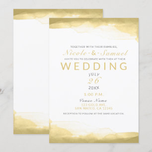 Invitación Mostaza de Dijon dorada Acuarela Chic Moderno Boda