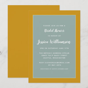 Invitación Mostaza geométrica simple y ducha de novia con sal