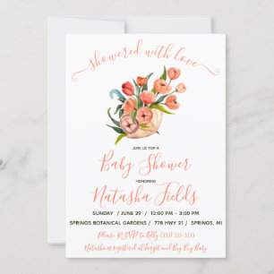 Invitación ¡Mostrado Con Amor! Baby Shower de paraguas