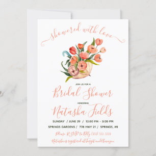 Invitación ¡Mostrado Con Amor! Floral Paraguas Bridal Shower