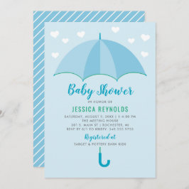 Invitación Mostrado con el Baby Shower de Love Blue Umbrella 