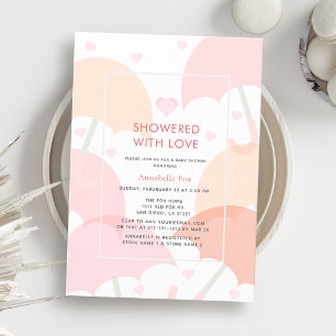 Invitación Mostrado con el Baby Shower Love Pink Umbrellas