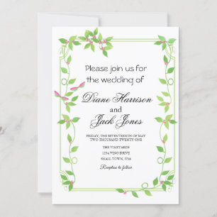 Invitación Mostradores rosas de marfil verde