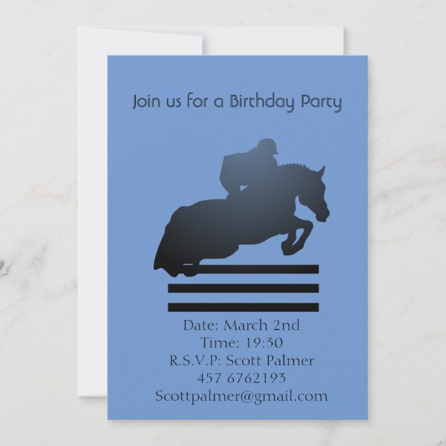 Invitación Mostrar saltador limpiando un obstáculo. (Anverso)