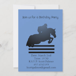 Invitación Mostrar saltador limpiando un obstáculo.