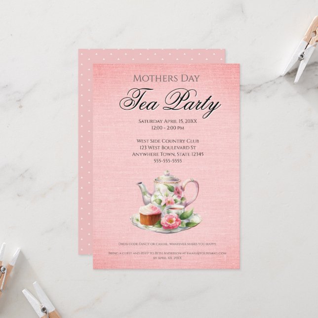 Invitación MOther Day Tea Fiesta (Anverso/Reverso In Situ)