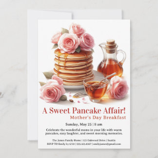 Invitación Mother’s Day Breakfast Invitation – Pancakes Roses