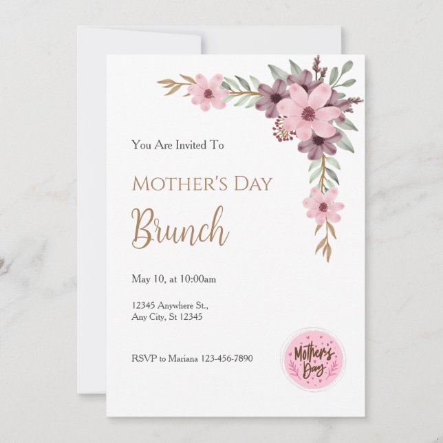 Invitación Mother´s Day Brunch Invitation (Anverso)