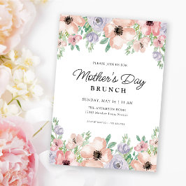Invitación Mother's Day Brunch Pastel Watercolor Floral 