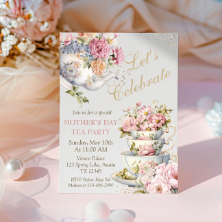 Invitación Mother's Day Brunch Tea Party Floral