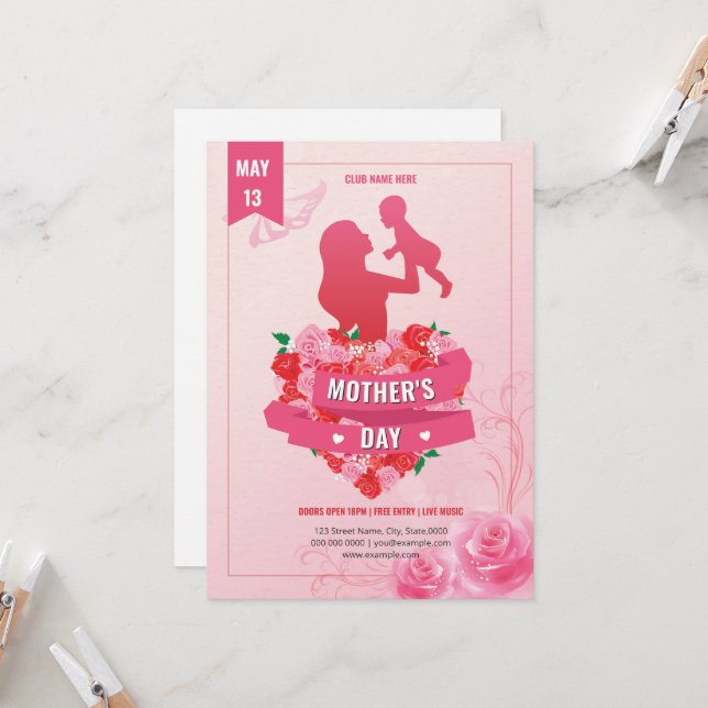 Invitación Mothers Day Event Invitation Flyer Template (Anverso/Reverso In Situ)