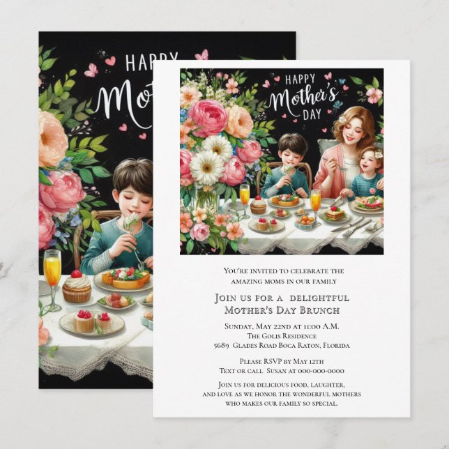 Invitación Mother's Day Family Brunch  (Anverso / Reverso)