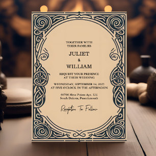 Invitación Motif Celtic Nórdico Boda Viking de Desplazamiento