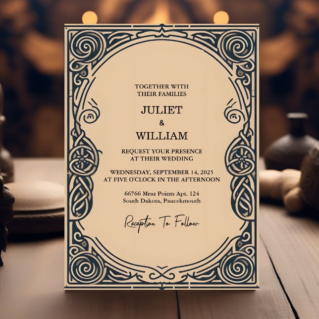 Invitación Motif Celtic Nórdico Boda Viking de Desplazamiento (Subido por el creador)