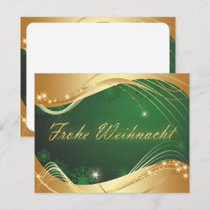 Invitación Motif de Navidades dorados con fondo verde