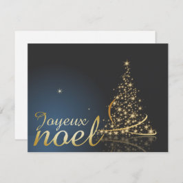 Invitación Motif de Noël bleu avec arbre de Noël doré