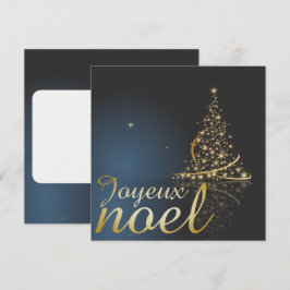Invitación Motif de Noël bleu avec arbre de Noël doré