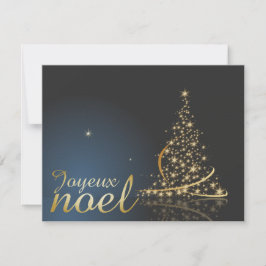 Invitación Motif de Noël bleu avec arbre de Noël doré