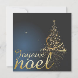Invitación Motif de Noël bleu avec arbre de Noël doré