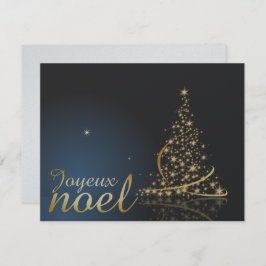 Invitación Motif de Noël bleu avec arbre de Noël doré