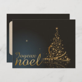 Invitación Motif de Noël bleu avec arbre de Noël doré