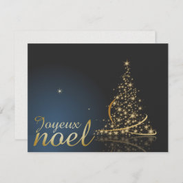 Invitación Motif de Noël bleu avec arbre de Noël doré