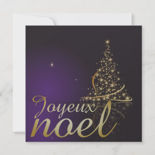 Invitación Motif de Noël pourpre avec arbre de Noël doré