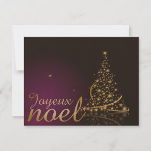 Invitación Motif de Noël pourpre avec arbre de Noël doré