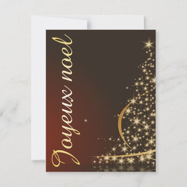 Invitación Motif de Noël rouge avec arbre de Noël doré (Anverso)