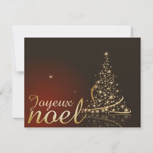 Invitación Motif de Noël rouge avec arbre de Noël doré (Anverso)