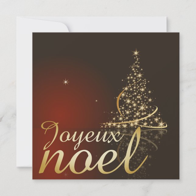 Invitación Motif de Noël rouge avec arbre de Noël doré (Anverso)