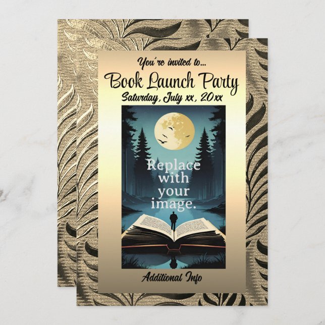 Invitación Motif Gold Leaf (Anverso / Reverso)