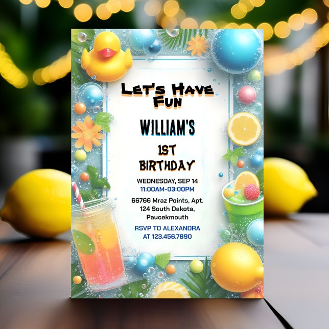 Invitación Motif Splash Bubbles Espuma de pato de verano 1º c (Subido por el creador)