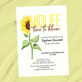 Invitación Motivacional Bloom de girasol de medio vida 50 cum