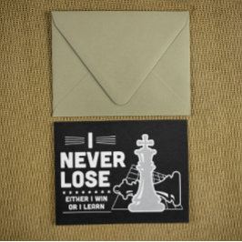 Invitación Motivational Never Lose Chess Quote 