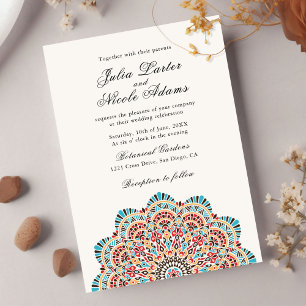 Invitación Motivo de Arte Moderno Estilo Mandala Boda