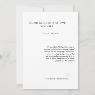 Invitación Motivo de bienvenida e itinerario para boda de gui