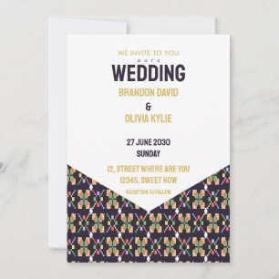 Invitación Motivo de bordado de píxeles de Songket tradiciona